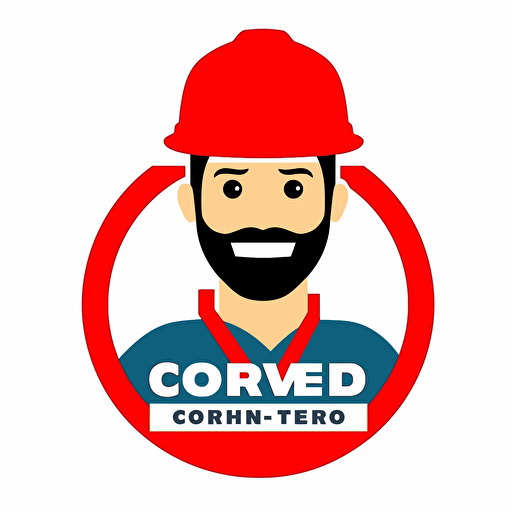 create a modern vector logo that includes a red hard hat. simple white background. logo includes the text "You're Covered." Camera even with head of figure