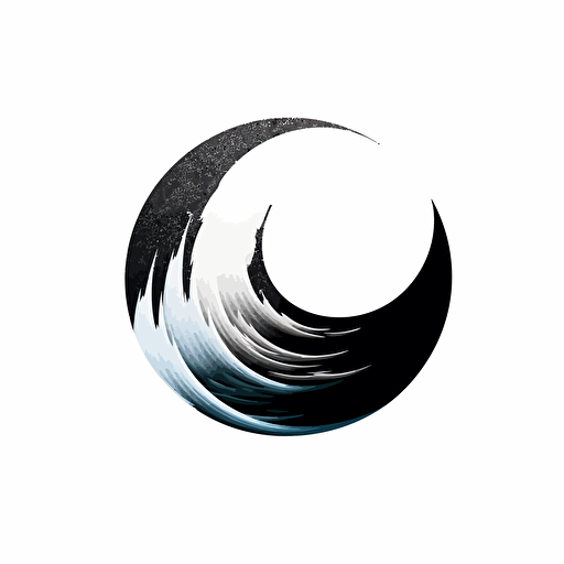 iconic modern pictorial logo of stunning crescent moon with overlayed text "NOX", black vector, white background