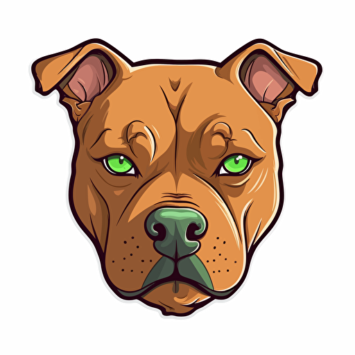 tan red nose american pitbull terrier dog with light green eyes sticker, cartoon, Vector, soft contour, White Background