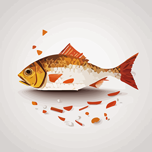 Fried Fish digital vector art, illustration, white background