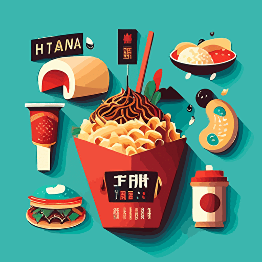 vector art, fun, colorful, taiwanese food