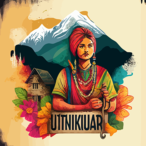 uttarakhand culture illustration, vector, water colour