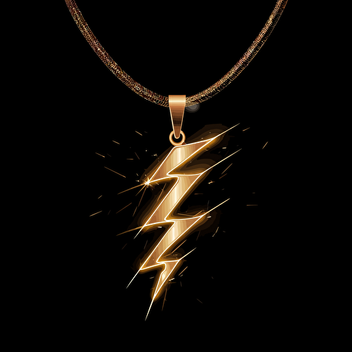 lighting bolt vector, necklace, jewerly, close up, gold, neon lighting,