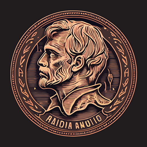 much ado about nothing on a penny in a flat, vector line style, 1 color, like a logo