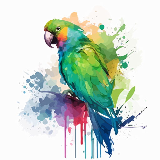 watercolor parrot vector,comic style, white background