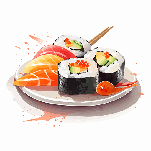 sushi, vector art, white background