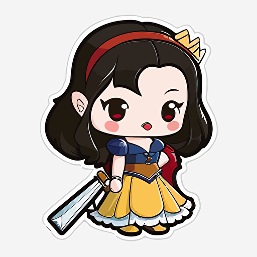 Vector file sticker design of Princess Snowwhite chibi style, transparent background