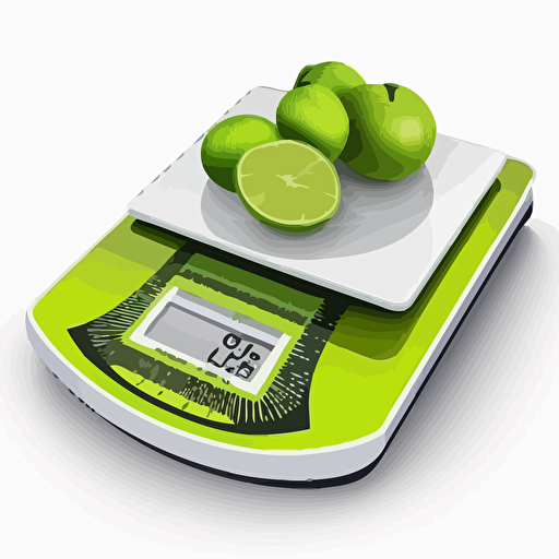 a digital scale , vector, white background, lime green digital background for scale