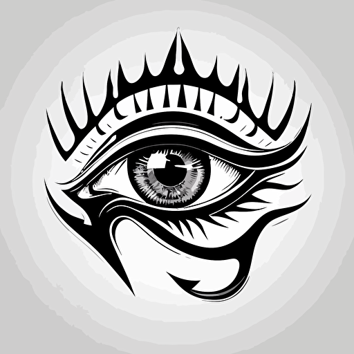 black and white vector, eye of horus, y2k style logo, smooth
