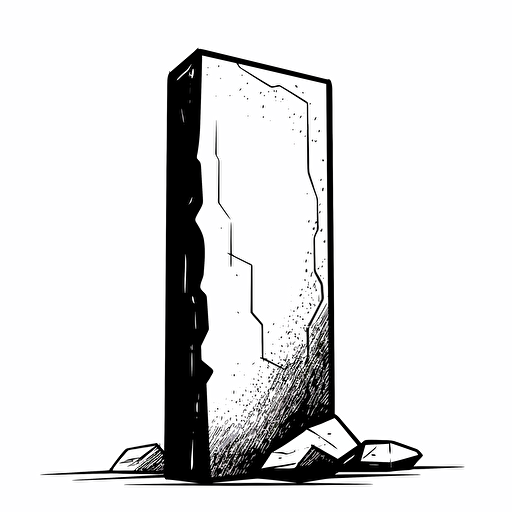 Rectangle monolith from 2001 space oddisey, looking at the camera, minimal, outline strokes only, black and white, logo, vector, white background