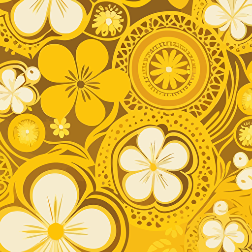 a puakenikeni lei seamless pattern, yellow in color, vector art style