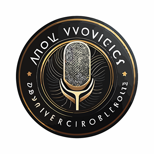 round logo for voiceover services, white background, vector, digital art