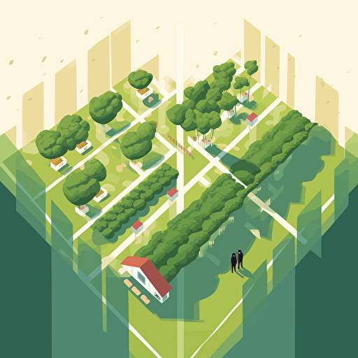 a farm with green vegetables, art design by Masaaki Yuasa, camera symmetry by wes anderson, Illustration, minimalism, vector quality, white background, camera angle from above, shadows