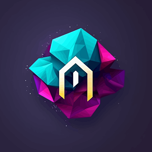 company vector logo for an advertisement online platform made of of polygons, monocrhomatic