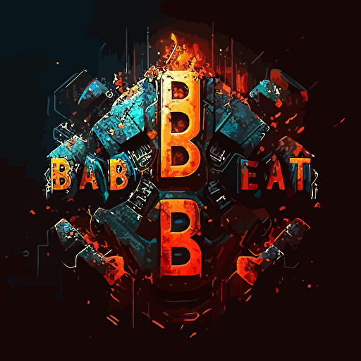 a logo design, boardgame called "Beneath the Fallout", letter "B", 2d, vector, flat, icon, cyberpunk, nuclear, underground, subterranean, digital art logo "B"