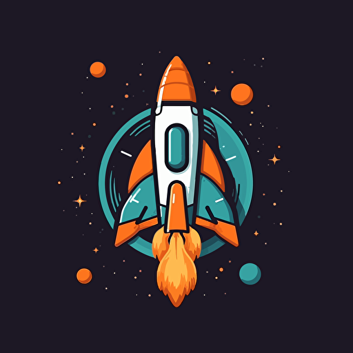 flat vector design rocket company logo