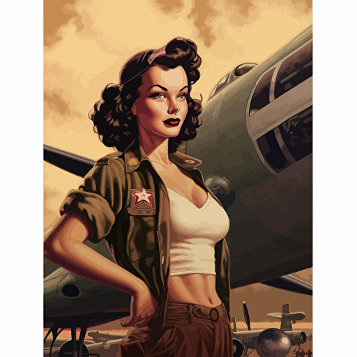 ww2 era aitcraft vector art with pin up