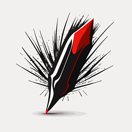 black and red, minimalistic pencil logo, white background, vector image