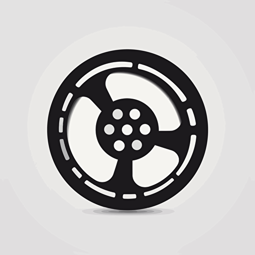 a simple and flat modern vector logo, film reel::5, Atlas, black and white, white background