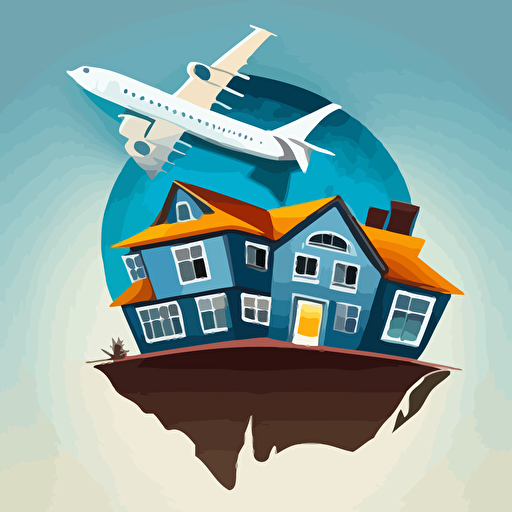 vector logo of a plane landing in a house v 5