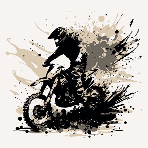 guy riding a dirt bike in simple art form with no background, monochromatic, minimalist style, vector image