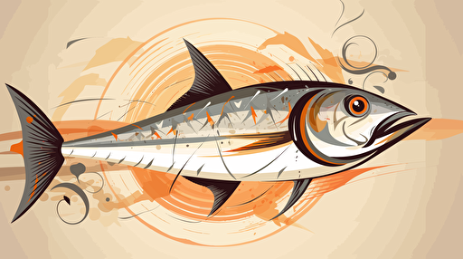 Vector design of a large fish impelled with an arrow