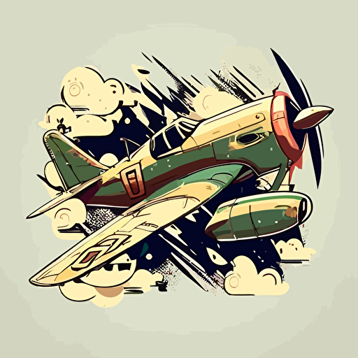 militar airplane doodle vector ilustration