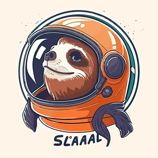 2d logo, flat illustration, simple, clean, vector illustration, logo, sloth head wearing astronaut helmet. v5