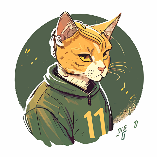 na ilustración de personaje de dibujos animados de gato lindo de pelo corto europeo de cabeza grande, con el numero 13 en la cabeza o en un collar, en estilo de arte BAYC NFT, imagen de exhibición de arte NFT, estilo ciberpunk, ropa de hip hop, ilustración de vector plano simple, mascota de juego