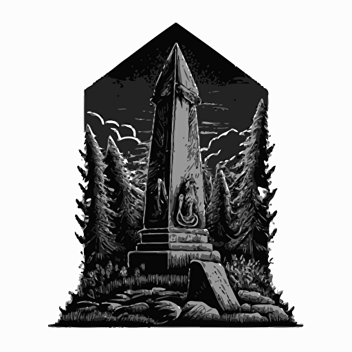 altar obelisk dark fantasy cartoon style line work vector