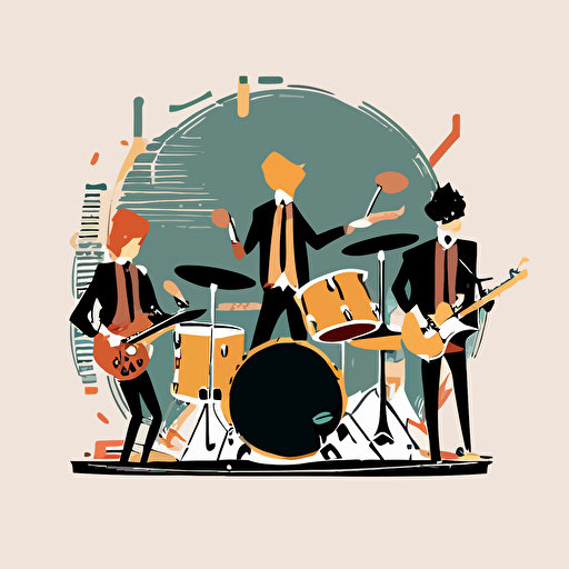band playing music by glean keane, 2d vector art, flat colors