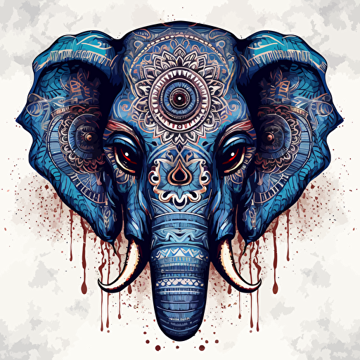 indian style vectorel elephand drawing with nazar eye