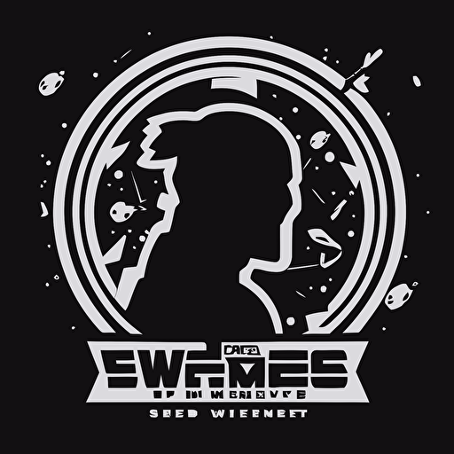 minimalist emblem for an esports gaming tournament where creators go head to head against each other, gamer style, gaming, video games, FPS, fortnite, among us, 1v1, youtube, twitch, twitter, mrbeast, silhouettes, flat, vector