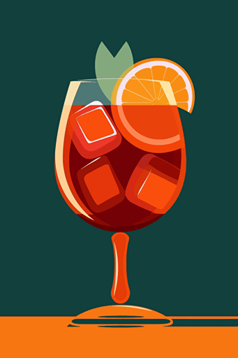 Aperol Spritz cocktail, vector, minimal, luxurious colors