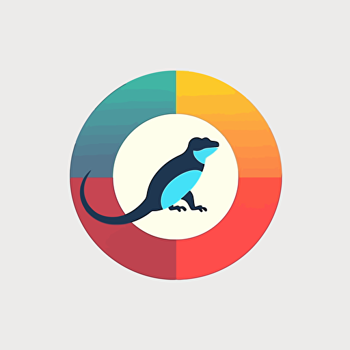 simple logo design of lizard with 5 plates on the back, squared lizard, harmony, vector, flat 2d, company logo, bauhaus style