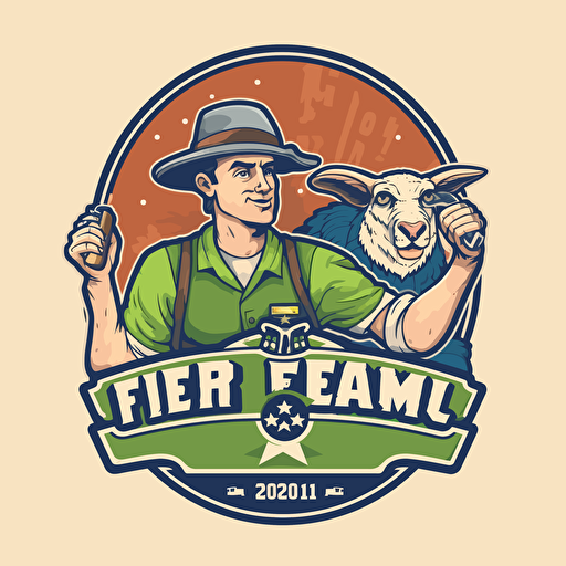 vector logo two colors for a slo-pitch team called farm team that plays in a beer league