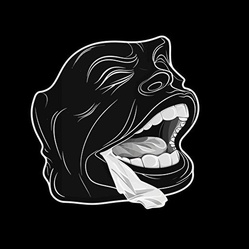 sticker, piece of gum, funny, contour, vector, black background