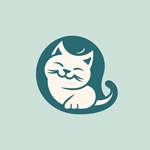simple happy cat logo design, vector, flat 2d, company logo, contour style