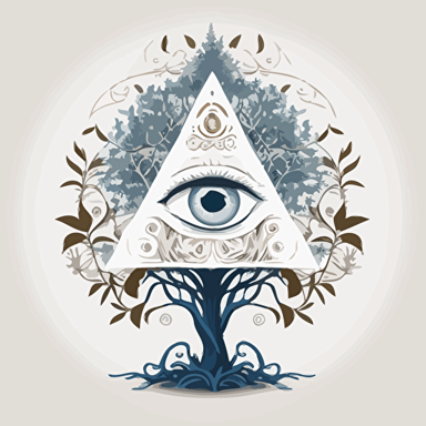 tree of life, ornate, all seeing eye, pyramid, vector, white