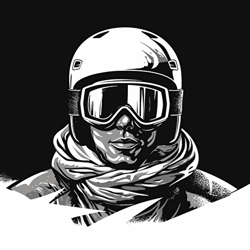 black ski coggles, front, no human, illustrator black and white vector, logo, stark contrast
