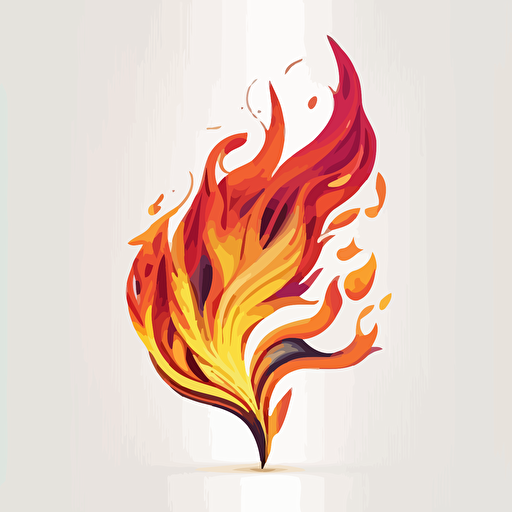 a single flame of fire, vector design, white background
