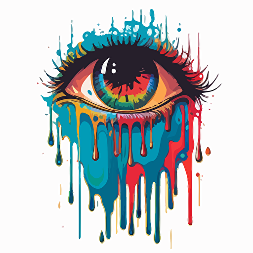 eyeball made of paint drips by moebius, 2d vector art, flat colors