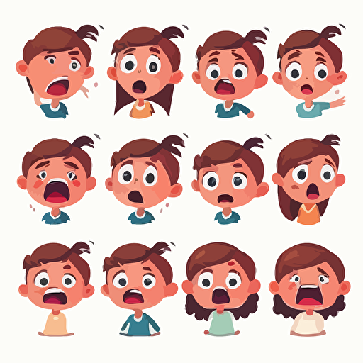 child expressions vector illustration set , isolated, white background