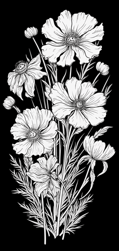 vector black outline wildflower crisp thick line