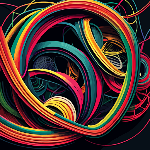 vector art, colorful, strands fo colorful wires, multiverse