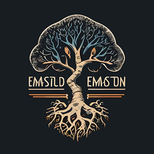simple vector logo, a stem of wisdom, tree of life, mushroom, version 5