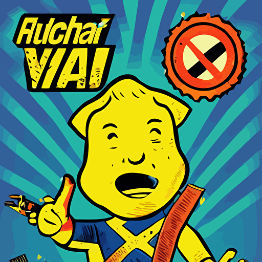 fallout 7 6 retro futurist illustration art butcher billy sticker colorful illustration highly detailed simple smooth clean vector curves jagged lines vector art smooth andy warhol style