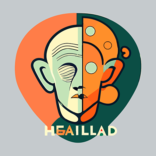 a flat vector logo, alternative music two hearted, minimal, by Pablo Picasso