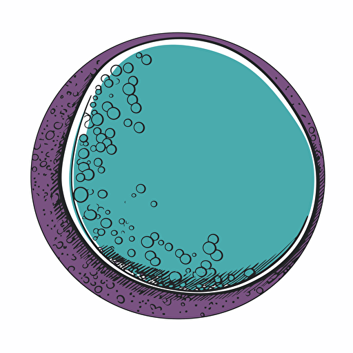 sticker of empty speech bubble in purple teal circle on a white background, vector, by Charles Burns,