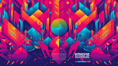 poster for an electronic music festival. Bright primary colours, vector art.